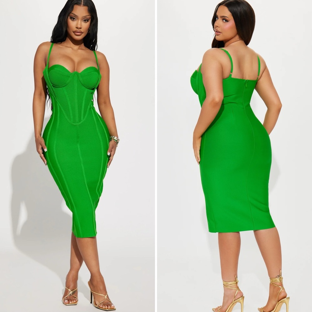Green bandage midi dress - Fashion nova